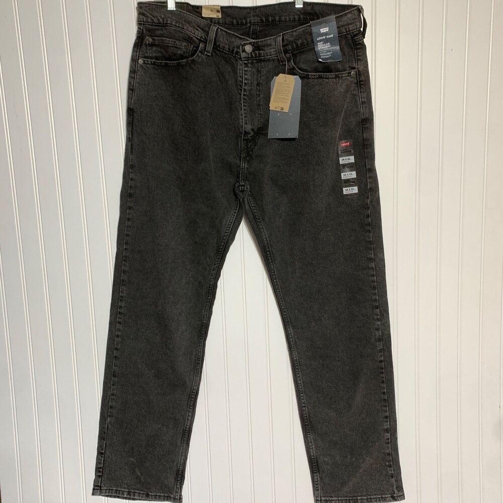 Levi's 505 Black Regular Fit Straight Leg Denim‎ Jeans Men's Size 38x32